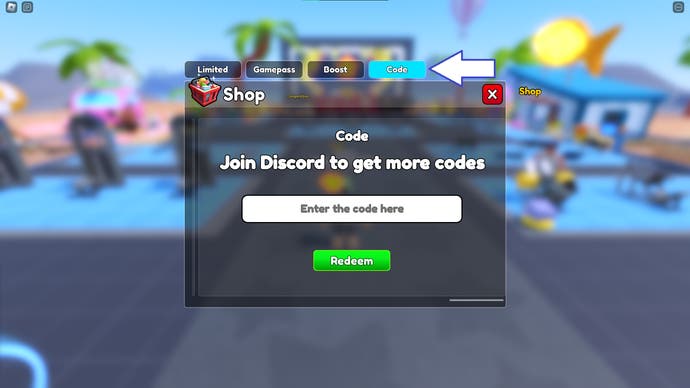 A screenshot from Gym Star Simulator in Roblox showing the game's codes page.