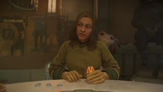 Nix looking at a Kessel Sabaac players' cards in Star Wars Outlaws.