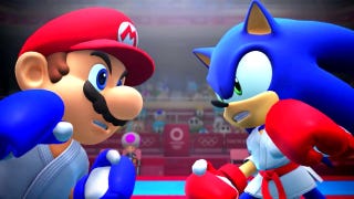 Mario & Sonic face off wearing gloves.