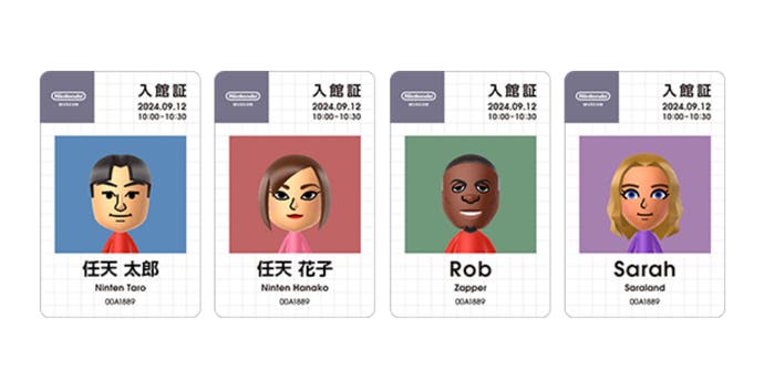 Example copies of Nintendo's museum tickets