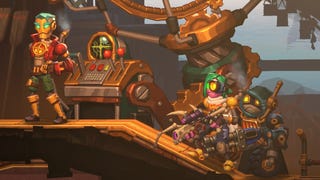 Three robots stand inside a submarine in SteamWorld Heist 2.