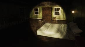 A dingy, dirty bedroom in the dark, illuminated only by a flashlight. It's the sort of thing you'd see in a horror game, except this is a farming simulator horror game. Weird, huh?